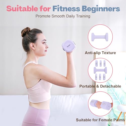 Image of kisnbld Adjustable Dumbbell Set of 2, 4 in 1 Free Weights Dumbbells Set for Women with Fast Adjustment, Each 2lb 3lb 4lb 5lb Hand Weights Set for Home Gym & Outdoor Exercise Training