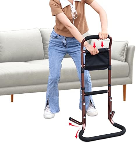 REGMICS Chair Stand Assist for Seniors with Storage Pocket, Adjustable Height Cane, Bed Rails for Elderly Sit to Stand, Portable Mobility Aids