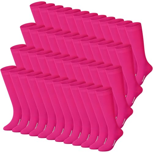 Haysandy 48 Pairs Soccer Socks Baseball Softball Football Team Training High Long Tube Socks Bulk Sport Unisex for Youth(Hot Pink)