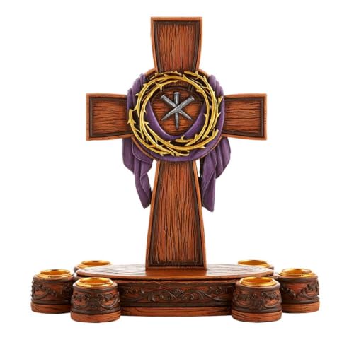 CBC Group Crucifix Candleholder for Lent, 8.25" Tall, Crown of Thorns