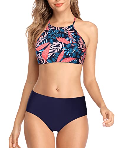 Image of CharmLeaks Women's Bikini Sets High Neck Two Piece Swimsuits Sport Bathing Suits