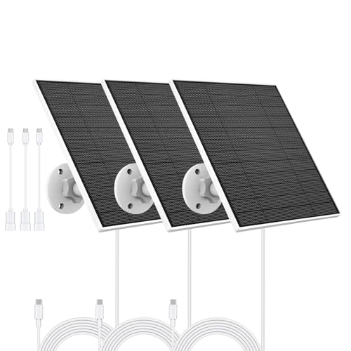 Image of Solar Panel for Eufy Outdoor Camera, Compatible with Eufycam Camera, Continuous Power Supply, Includes 9.8ft Charging Cable, IP65 Waterproof, 3 Pack