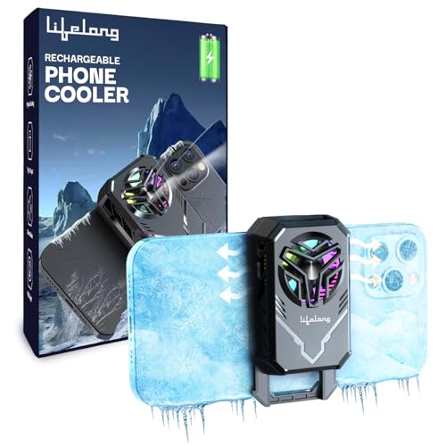 Image of Lifelong Rechargeable Phone Cooler for Gaming | Powerful Semiconductor Technology | Durable Battery | Additional Clip For iPhone & Android | Instant Cooling Fan for Mobile | Wireless | RGB Light
