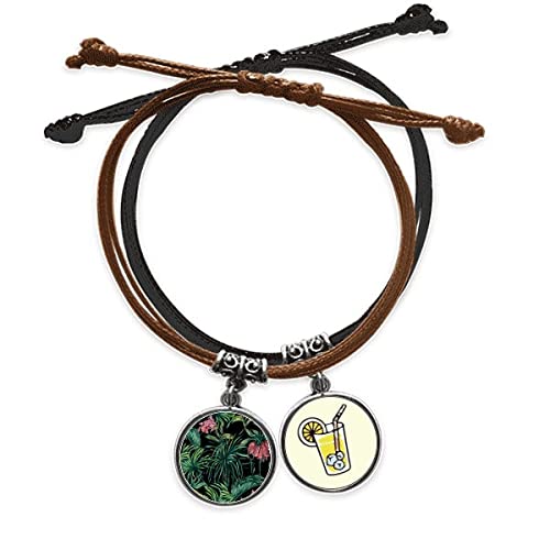 Fleur des feuilles plantes ciel sombre bracelet corde main chaîne cuir