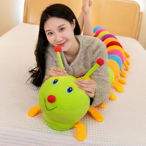 Bunte Raupe Kuscheltier, 50-230 cm Plüschtier Raupe, Raupenkissen, Raupe Stofftier, Regenbogen Raupe Weiches langes Wurfkissen Plüsch Raupenplüschkissen, Kinder Plüschpuppen (50 cm,Regenbogen)