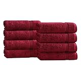 Superior Egyptian Cotton 8-Piece Hand Towel Set, Burgundy