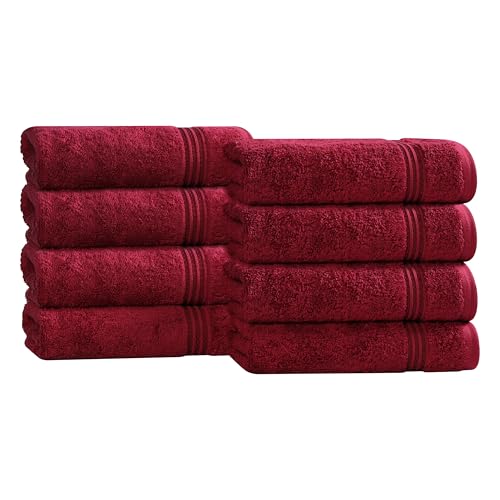Superior Egyptian Cotton Bath Towel Set, Towels For Home Bathroom, Master, Guest Bath, Decor Essentials, Quick Dry, Absorbent, Large Body Towels, Spa, Hotel, Resort, Adult, Kids, Set of 8, Burgundy