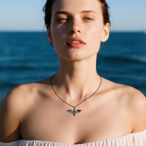 Bat Necklace 925 Sterling Silver Goth Bat Pendant Necklace Halloween Gothic Jewelry Gifts for Women2