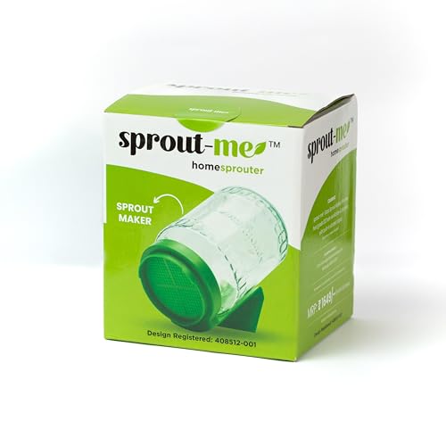 Image of sprout-me Multi Use Sprouts Maker Box With Recepie Book-Glass Mason Jar With Mesh Lid For All Seeds & Beans,with Built in Drainage Stand (Set Of 2 Sprout Jar With Book),Transparent & Green