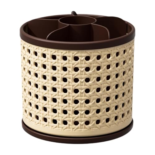 Oshhni Portapenne, portapennelli per il trucco, grande capacità, portapennelli per il trucco, organizzazione di matite per vanità, spazzolini da denti, Marrone