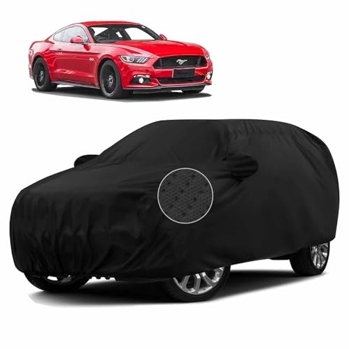 Image of Sulfar 100% Waterproof Car Body Cover Compatible with Mirror for Ford Mustang (Triple Stitched, Full Bottom Elastic, Black-TB)