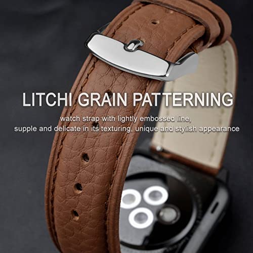 Image of ANNEFIT Watch Band 16mm, Quick Release Textured Padded Leather Straps with Silver Buckle for Men and Women (Brown)
