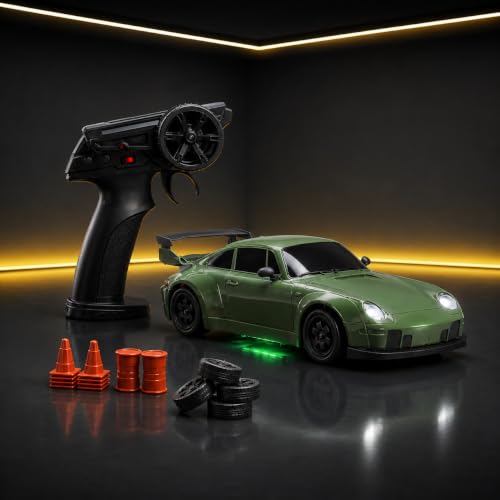 Image of L.O.T TOYS Flare Premium RC Drift Car | 4WD 20Kmph with Boost Mode, 2.4Ghz Long Range Remote, Hard Shell Body, LED Headlights, Race-Ready Build (Burnout Green)