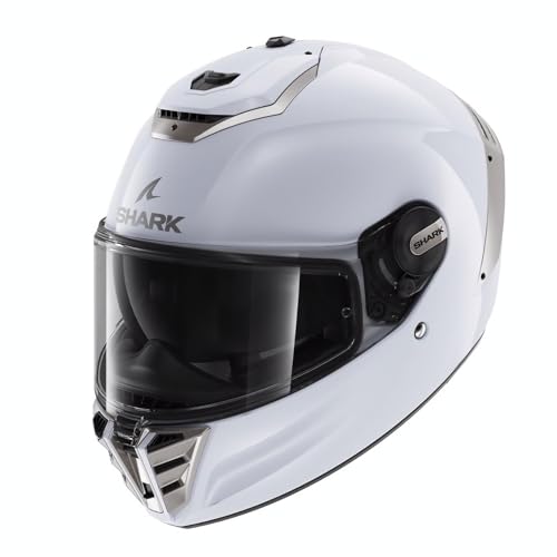 SHARK Spartan RS Casco Moto, Unisex, White Silver Glossy, L