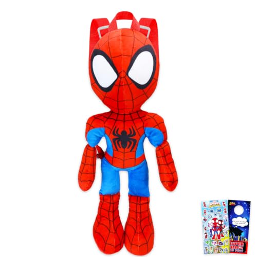 Marvel Conjunto de mochila do Homem-Aranha para meninos – Pacote com bolsa de figura de super-herói de 45,7 cm, adesivos, mais | Mochila pré-escolar do Homem-Aranha para meninos, crianças