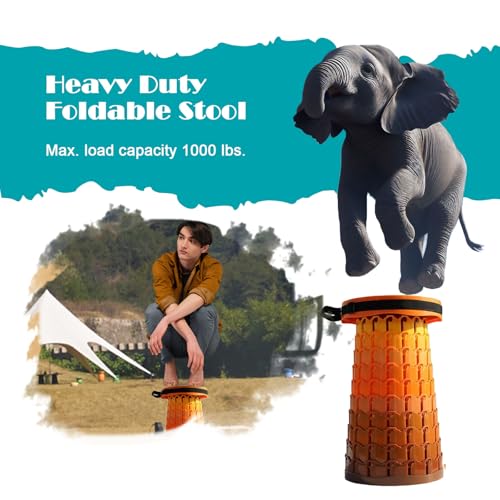 Image of Spisces Upgraded Collapsible Stool with Cushion, 1000 lbs Capacity & 19.7-in High, Wider & Taller Heavy Duty Portable Telescoping Foldable Seat for Adults Camping, Travel, Music Festivals, Outdoors