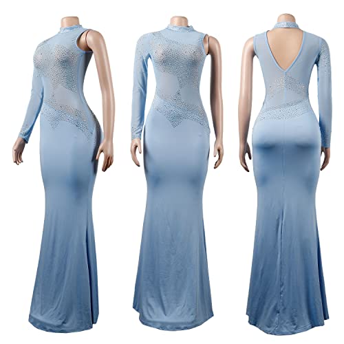 Image of PORRCEY Women's Sexy Elegant Rhinestone Bodycon Dress Hot Drilling Clubwear