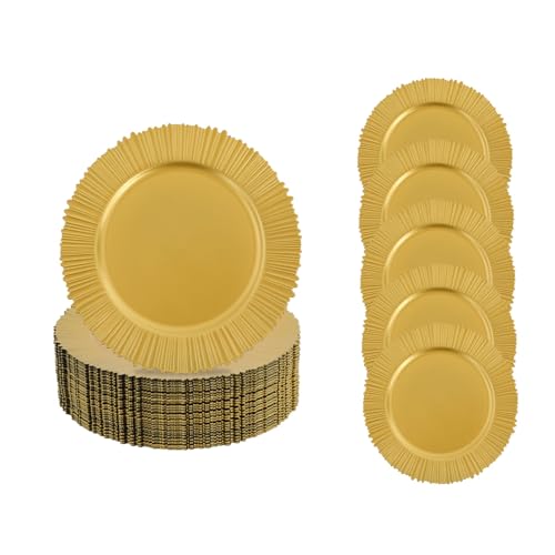100 platos dorados 13in redondos reutilizables miniatura 1