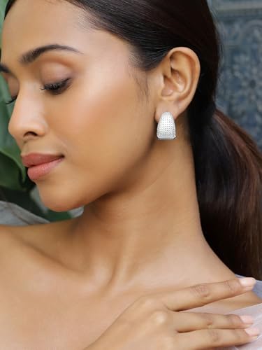 Image of Rubans Demi Fine Stainless Steel Stud Earrings Daily Gift for Women & Girls