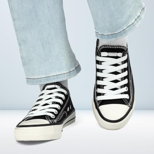 Puzeam 2 Paar Elastische Schnürsenkel, flach, mit Metallkapsel - Schuhbänder ohne binden für Kinder Erwachsene Schuhe, GummiSchürsenkel Weiß 120