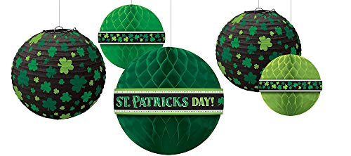 amscan Party Supplies, St. Patrick's Day Hanging Bouquet, Party Decorations, Multisizes, Green, 5ct
