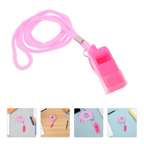Silbatos de plástico con cordón rosa 6 piezas miniatura 3