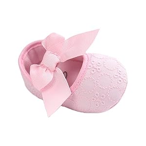 ESTAMICO ESTAMICO Baby Mädchen Baumwolle Anti-Rutsch Weiche Sohle Weiße Taufschuhe