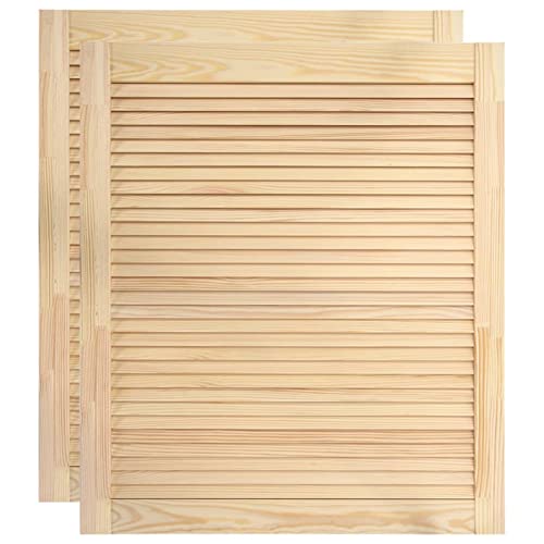 Tidyard - Puertas de armario (61,5 x 49,4 cm, madera de pino maciza, con lamas, decoración y aireación)