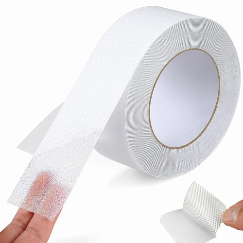 FIBOUND 1 Pezzo di Nastro Autoadesivo Antiscivolo, Nastro di Sicurezza, Nastro Antiscivolo Trasparente, Nastro Adesivo Antiscivolo per Gradini, per Scale Interne ed Esterne, Gradini