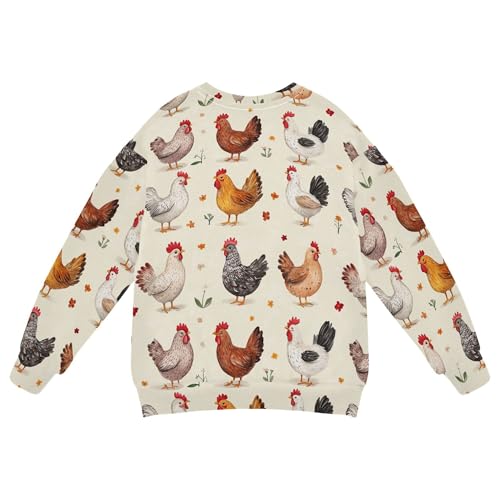 JUNZAN Cartoon Cute Chicken Beige Kids Boys Pullover Hoodie Fleece Kids Pullover Hoodie Camping 4T2
