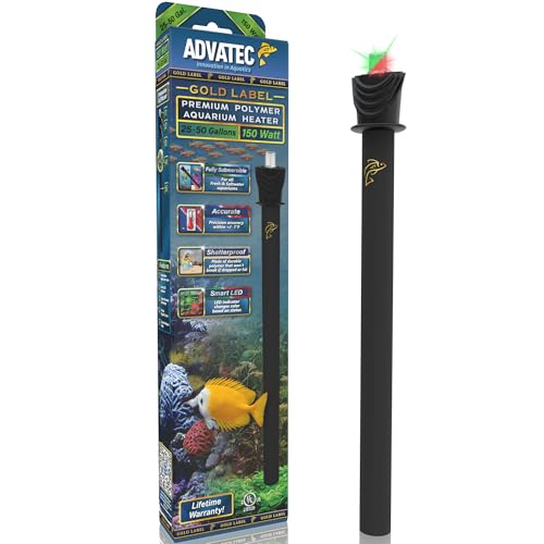 Advatec Premium Polymer Aquarium Heater with Advanced LED Temperature Control System - for Fresh & Saltwater Aquariums (150 Watts / 25-50 Gallons)