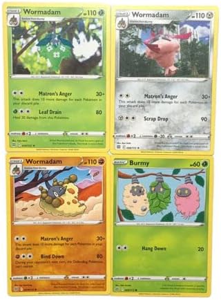 Wormadam - Brilliant Stars - Rare - Pokemon 4 Card Lot - 010/172-077/172-098/172 - Grass Steel Fighting