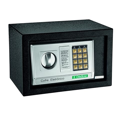 Ordene - Cofre Eletrônico com Painel para Digitação de Senha, Cor Preta, Linha Office