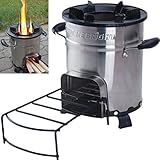 Light Me Bright Portable Outdoor Wood Stove - Rocket Stove Wood Burning Stove for Outdoor Events, Camping, Backyard Cooking, Survival, Emergency Preparedness. Outdoor Cooking Stove, Small Wood Stove.
