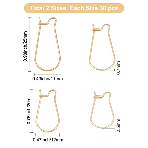 CREATCABIN 1 Box 60pcs Earring Hooks Stainless Steel Kidney Ear Wire Hook Earring Findings for Jewelry Making Earrings Accessories DIY Golden - Image 2