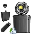 Ruimos 2026 Misting Fan, Portable Outdoor Fan with Oscillation, 80° Oscillating Fan with Remote, 3-Speed Leak-Proof Water Mist Fan with Dual Nozzles for Patio, Camping, Garage, RV - Ideal Summer Gift