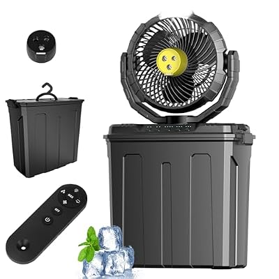Ruimos 2026 Misting Fan, Portable Outdoor Fan with Oscillation, 80° Oscillating Fan with Remote, 3-Speed Leak-Proof Water Mist Fan with Dual Nozzles for Patio, Camping, Garage, RV - Ideal Summer Gift