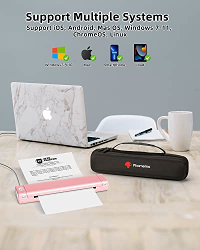 Image of Phomemo Inkless Portable Printer for Travel - Wireless Thermal Printer Compatible with Phone & Laptop, Bluetooth Printers Supports 8.5 inch X 11 inch Letter Thermal Paper, Come with Carry Case