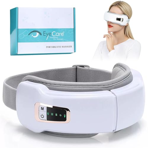 4 in 1 Augenmassagegerät mit Wärmend Vibration Airbag Kompression Musik 5 Modi Wiederaufladbar Bluetooth Massagebrille für Trockene Augen Migräne Linderung