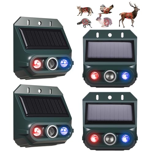 4 Pack Solar Ultrasonic Nocturnal Animal Repeller, Ultrasonic Dee...