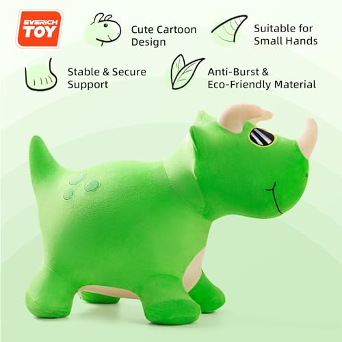 Image of EVERICH TOY Bouncy Dinosaur Hopper Toys, Plush Animal Toy for Toddler 18M+ | Inflatable Horse Hopping Toy for Boys Girls, Indoor Outdoor Bouncy Dino Toy for 2 Year Old Kids, Gift for 3 4 5 6 Yrs W / Pump