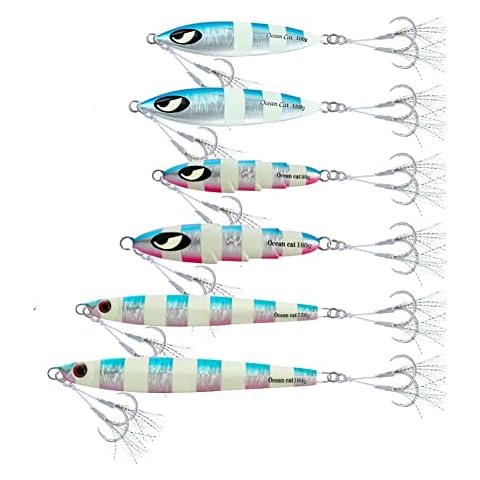 6 Pcs Combo Slow Pitch Jigs Fishing Lures Sinking Lead Metal Flat Fall Jigging (Combo-2) Cover