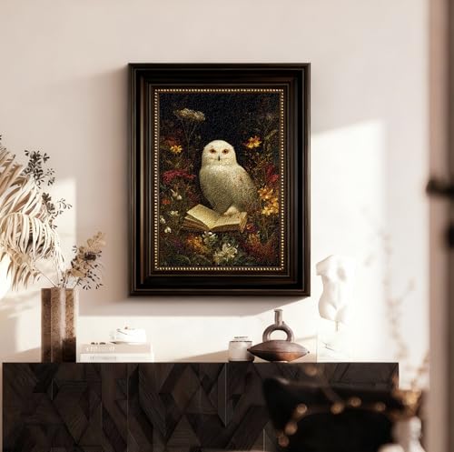 VIYYIEA Large Dark Cottage Nature Wall Art for Living Room,16x20in,Owl