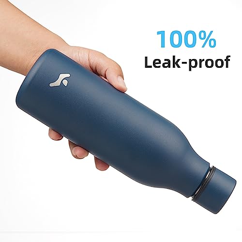 Image of Konokyo Insulated Water Bottle with Strap,18 oz Double Wall Stainless Steel Vacuum Bottles Metal Water Flask,Navy Blue