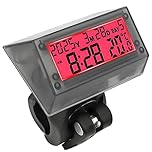 VEQENMOT Solar Powered LCD Clock - WaterProof ShockProof Car Multifunctional Digital Clock with Time, Date, Week, Temperature,Handle Bracket For for Car Motorcycle Bicycle Red Light