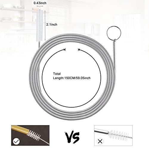 Flexible Reinigungsbürste, 155cm Multifunktionale Weiche Reinigungsbürste für Rohre mit Schmalem Abflussloch