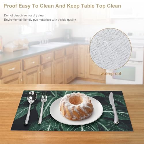 Set de table vert de qualité supérieure tressé à motif végétal chic pour réception - 5