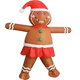 OVIFM Inflatable Christmas Costume Adult,Gingerbread Man Costume,Blow Up Xmas Ginger Bread Dress,Blowup Holiday Character Costumes for Women Men,Funny Cosplay Roleplay Party Gingerbread Outfit