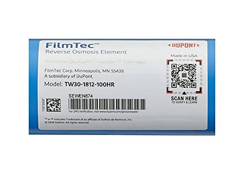 Dow Filmtec, Tw30-1812-100Hr 100 Gpd Tfc High Rejection Membrane For Undersink Reverse Osmosis (Ro) System #TOP1