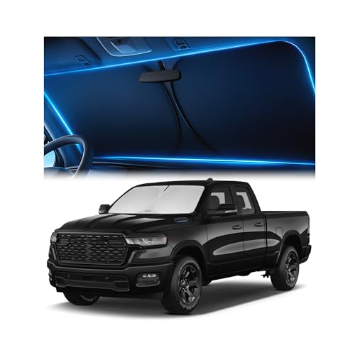 Windshield Sunshade for Dodge RAM 1500 2019-2023 2024 2025 - Innovative No-Light-Pass Technology